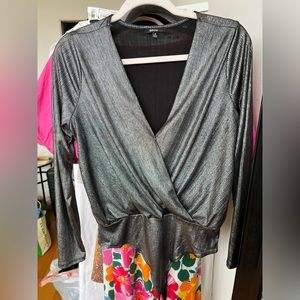 Metallic Long Sleeve V-Neck Bodysuit | REPUTATION ERA OUTFIT | Size M